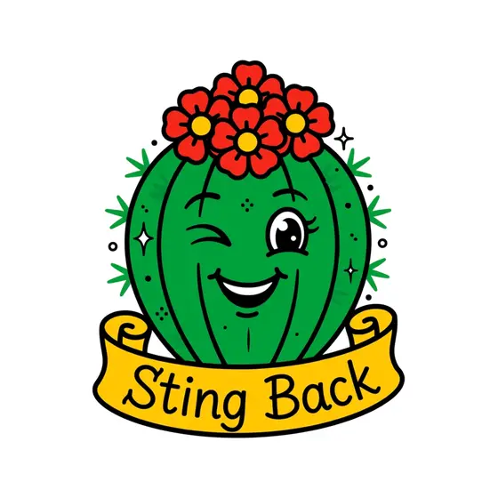 Winking Barrel Cactus With Sting Back Banner
