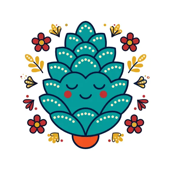 Teal Pinecone With Sleepy Face
