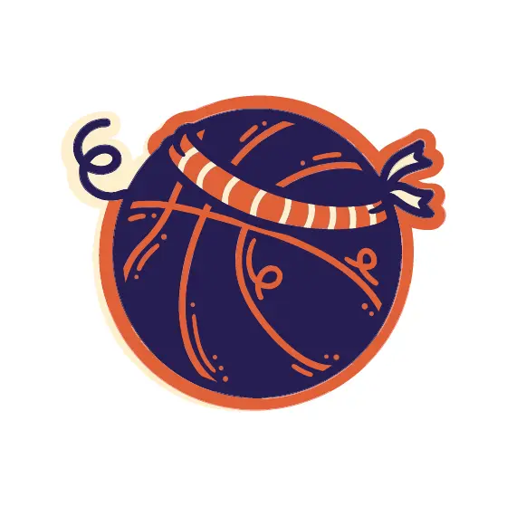 Navy Basketball With Ribbon Wrap