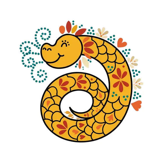 Coiled Mustard Dragon With Floral Scales