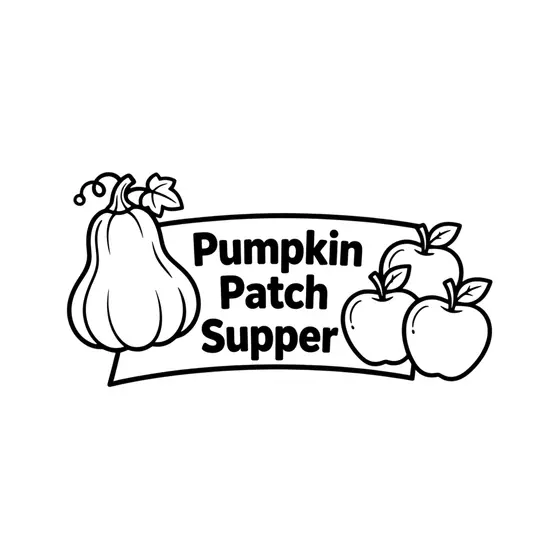 Pumpkin Patch Supper Label With Gourd