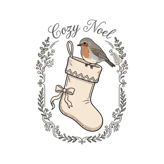 Robin on Striped-Cuff Stocking
