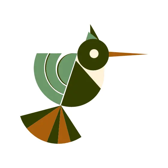 Geometric Hummingbird With Fanned Tail