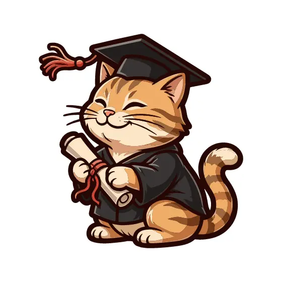 Smiling Ginger Cat Eyes Closed Diploma