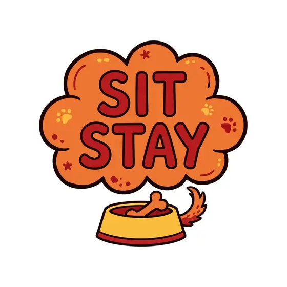 Orange Cloud Sit Stay With Dog Bowl