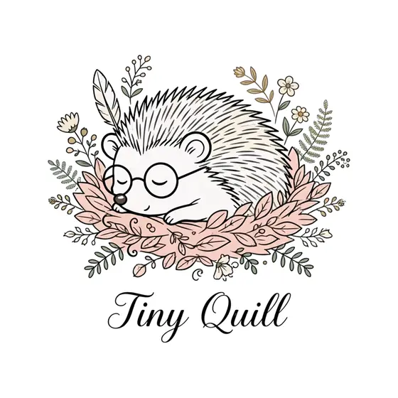 Dozing Hedgehog with Feather in Leaves