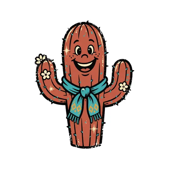 Grinning Cactus With Teal Bandana