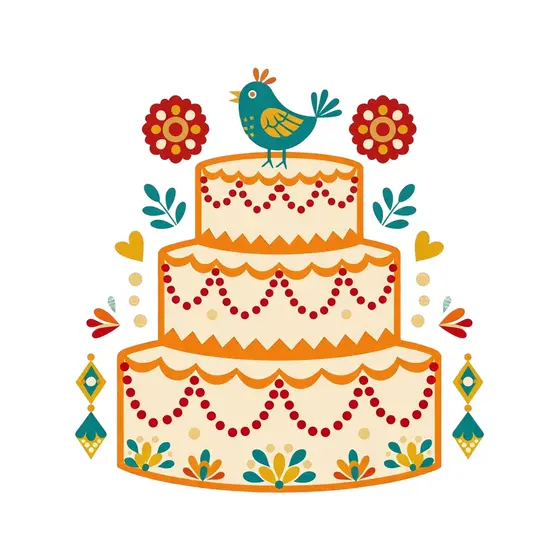 Three Tier Cake With Teal Bird