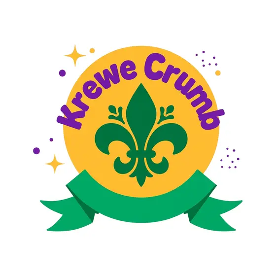 Gold Krewe Crumb Badge With Green Fleur