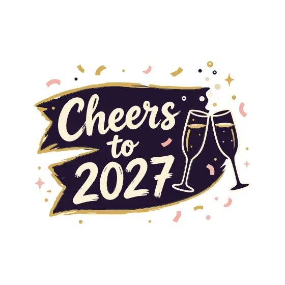 Cheers to 2027 Banner With Champagne
