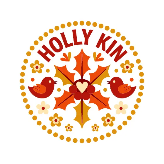 Holly Kin Round Badge Red Orange