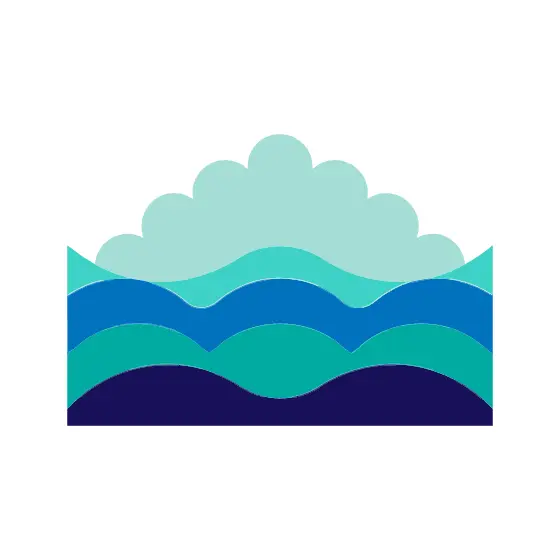 Flat Ocean Wave Bands With Crest