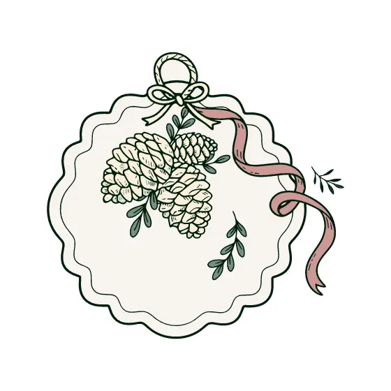 Scalloped Pinecone Tag With Twine