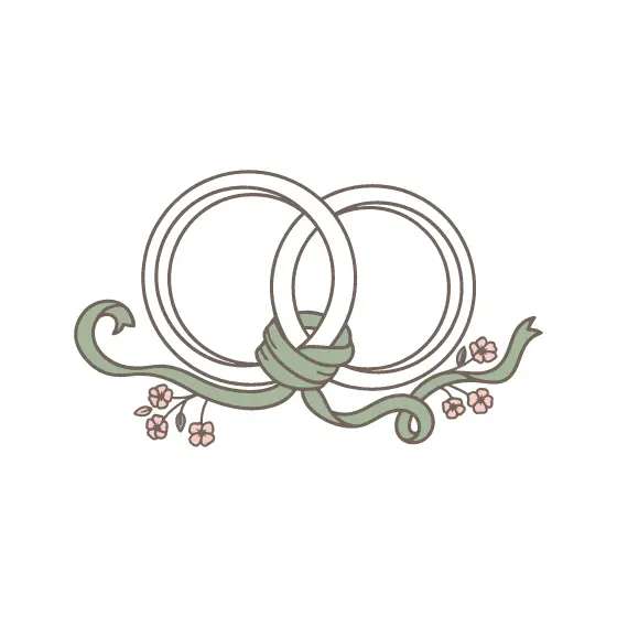 Wedding Rings Tied With Ribbon and Blossoms