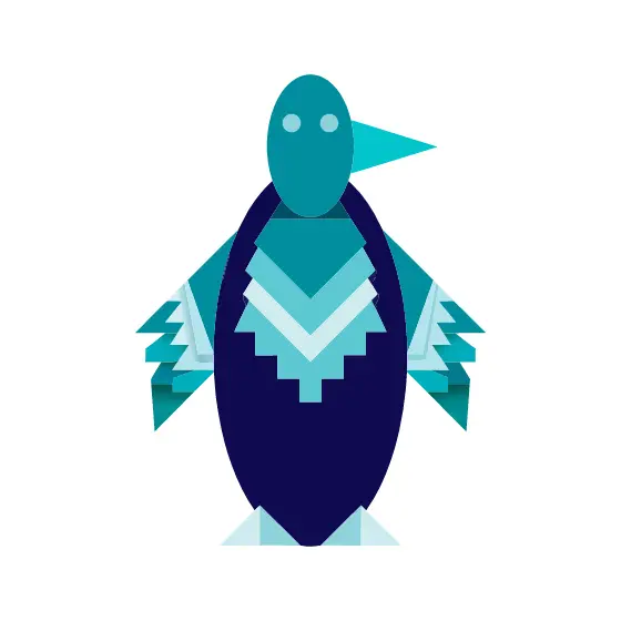 Geometric Navy Penguin With Teal Chevrons