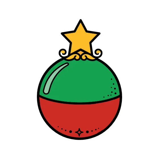 Green Bauble with Red Base and Star
