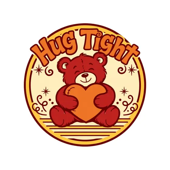 Teddy Bear Hugging Heart in Circle