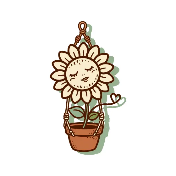 Sleepy Sunflower in Hanging Pot