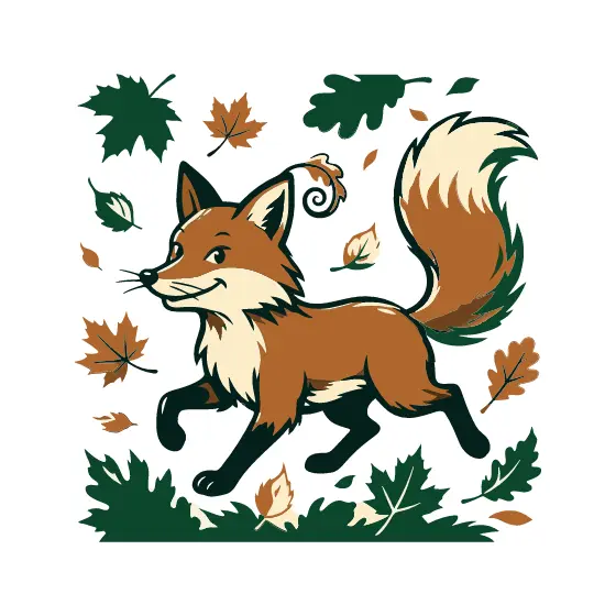 Mischievous Fox Trotting Through Autumn Leaves