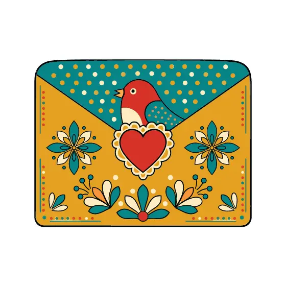 Mustard Envelope with Red Bird