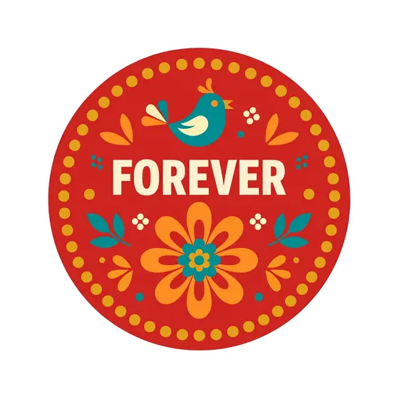 Red Forever Badge With Bird