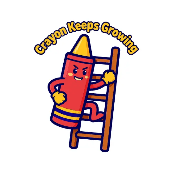 Red Crayon Climbing Ladder Arched Text