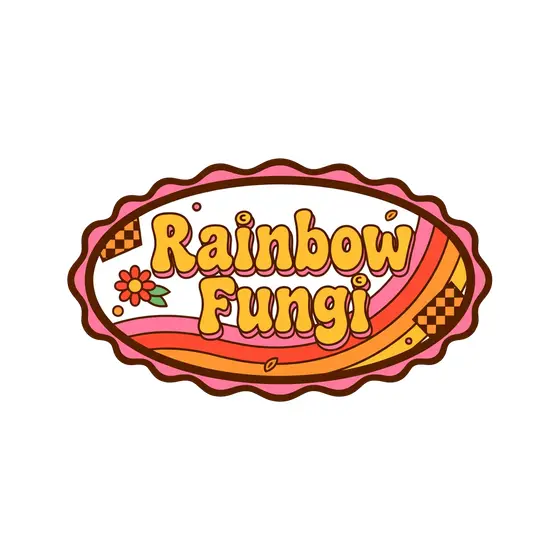 Pink Scalloped Oval Rainbow Fungi Label