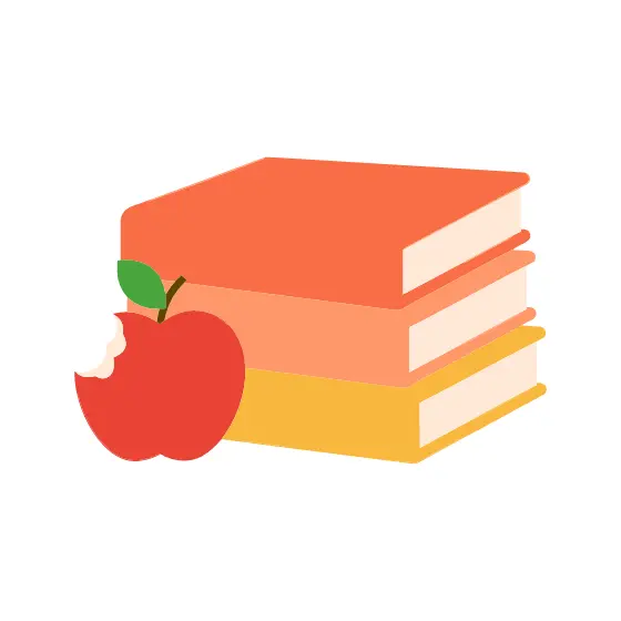 Bitten Apple with a Stack of Books