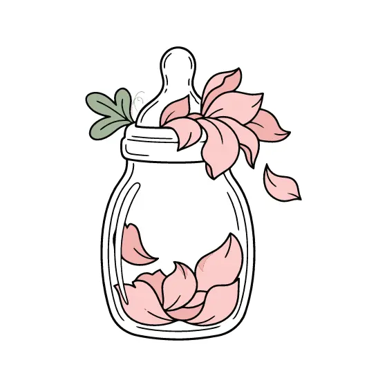 Baby Bottle With Blush Petals Spilling
