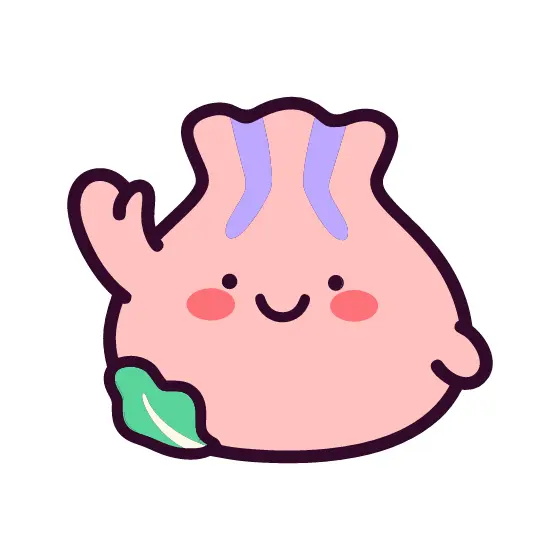 Pink Dumpling Waving With Leaf