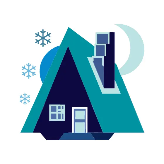 A-Frame Winter Cabin With Crescent Moon