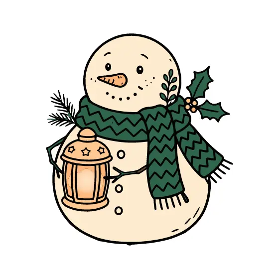 Snowman With Patterned Scarf Lantern