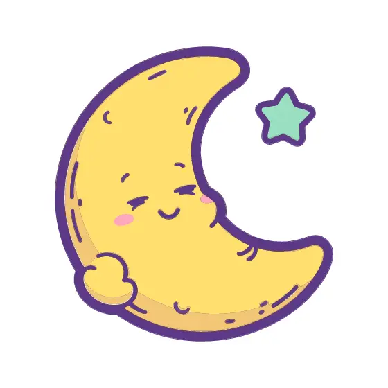 Sleepy Crescent Moon With Star