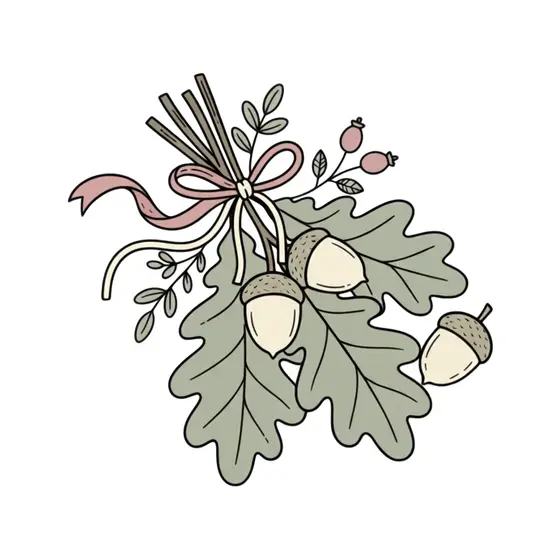 Oak Leaf and Acorn Bundle with Twine