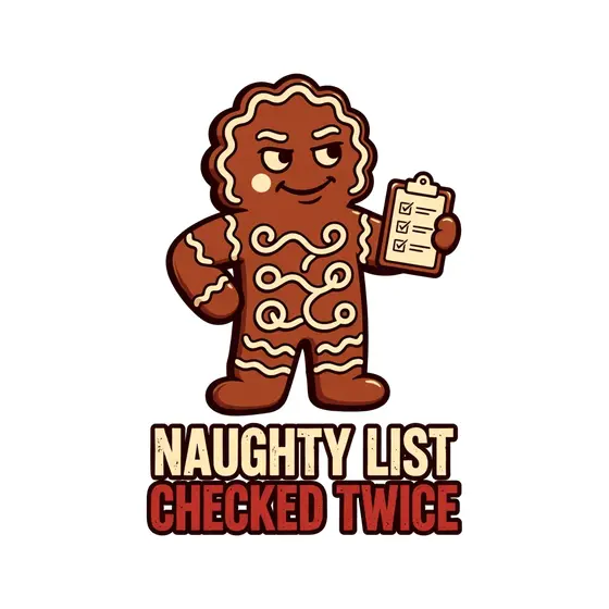 Smug Gingerbread Man With Naughty List