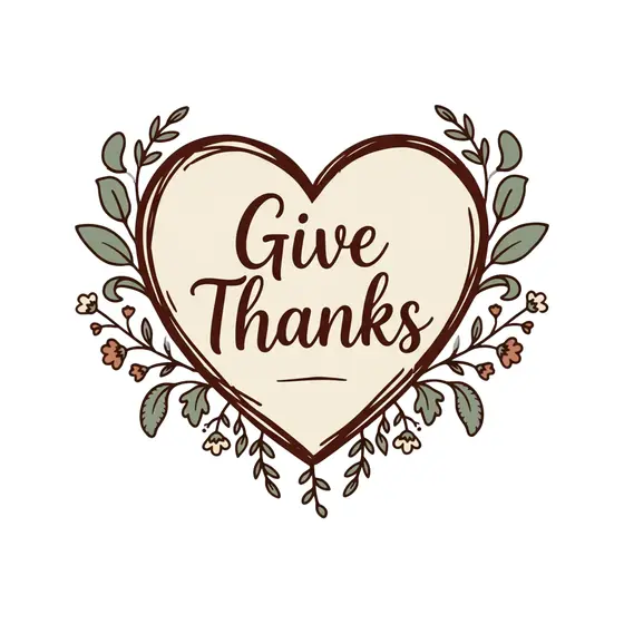 Give Thanks Heart With Leafy Wreath