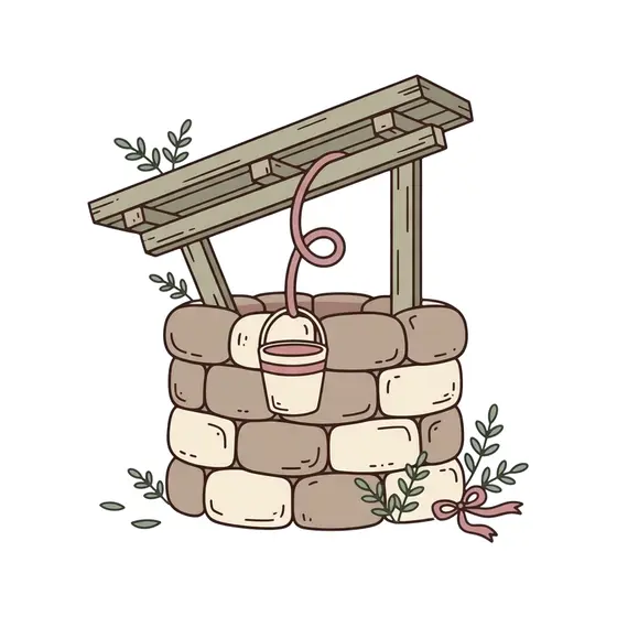 Stone Well With Hanging Bucket