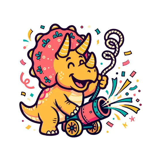 Yellow Triceratops With Confetti Cannon
