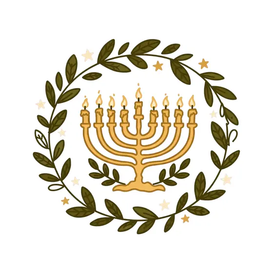 Cream-Starred Olive Wreath Menorah Frame