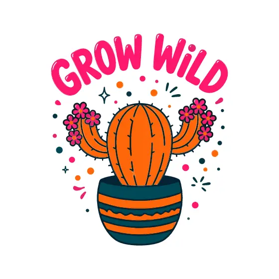 Grow Wild Cactus in Striped Pot