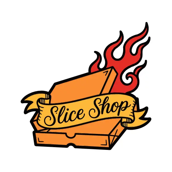 Pizza Box With Flame And Banner