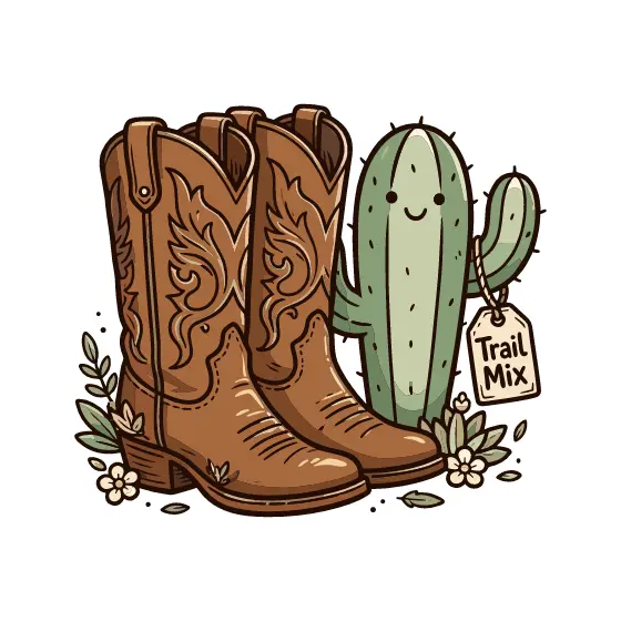 Tooled Boots With Smiling Cactus