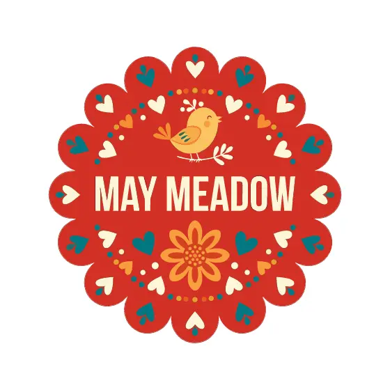 Red Scalloped Badge With Yellow Bird