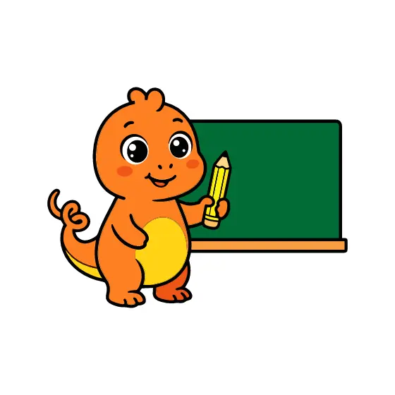 Orange Dinosaur Beside Chalkboard With Pencil