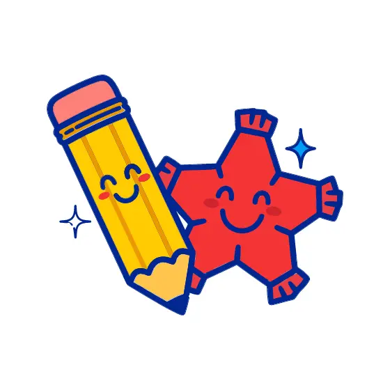 Smiling Yellow Pencil and Red Star