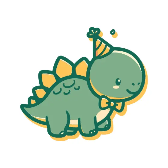 Stegosaurus With Party Hat Facing Right