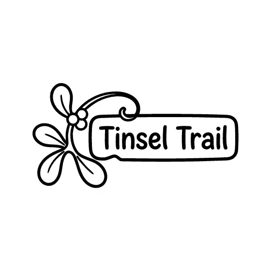 Tinsel Trail Label With Mistletoe Left