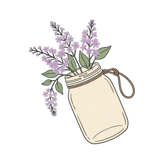 Tipsy Lilac Jar with Drooping Blossom