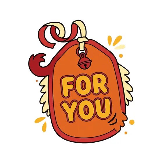 Orange Tag With Bell and Red Curl