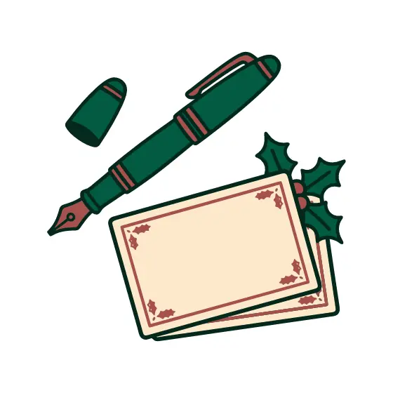 Angled Fountain Pen And Postcards